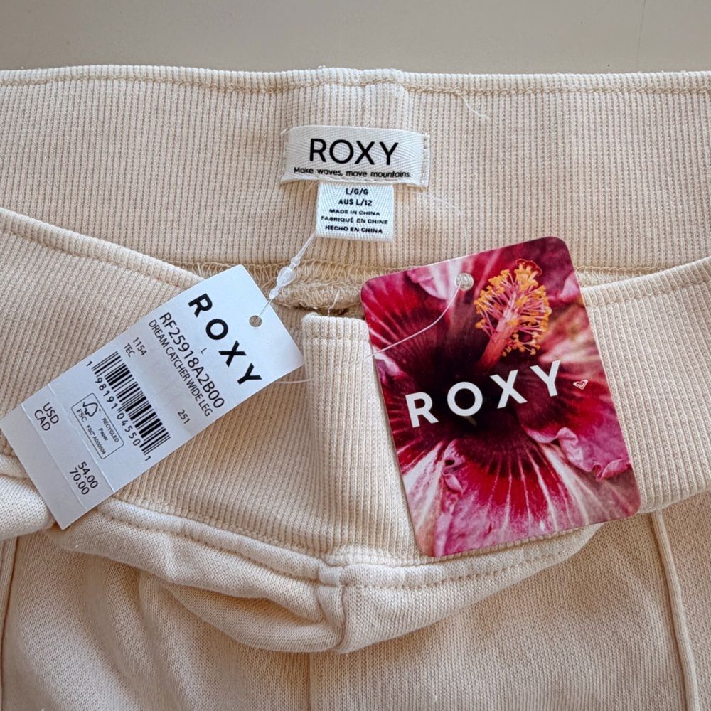 NWT Roxy Dream Catcher Wide Leg Pants Pull On Casual Neutral Womens Size L - Picture 8 of 12